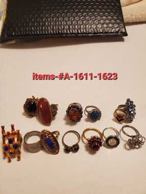 13 Rings ( Adjustable ) items # A -1611-1623. wt 107 grams
